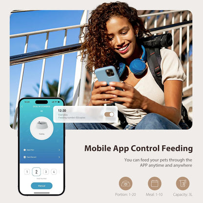 Dispensador Comedero Automático Para Mascotas Wifi Color Negro