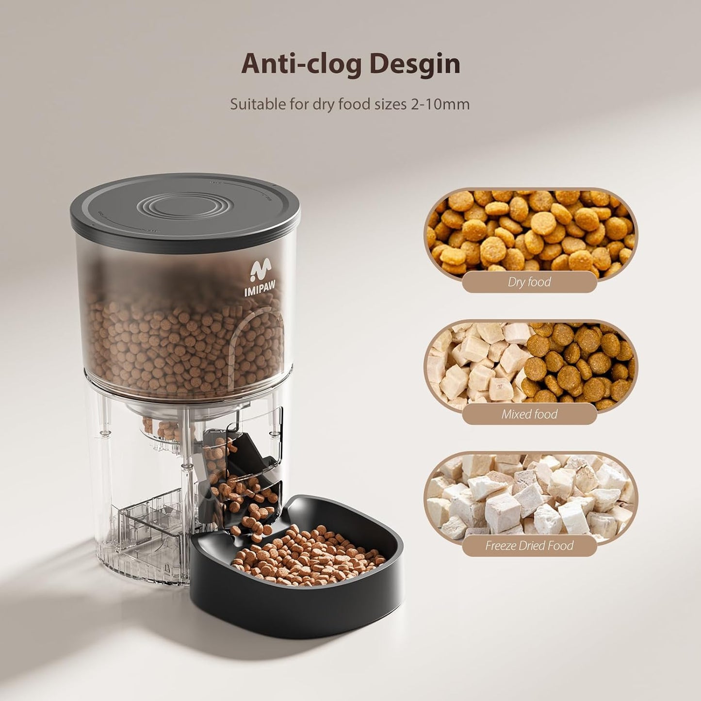 Dispensador Comedero Automático Para Mascotas Wifi Color Negro