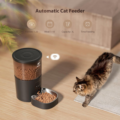 Dispensador Comedero Automático Para Mascotas Wifi Color Negro