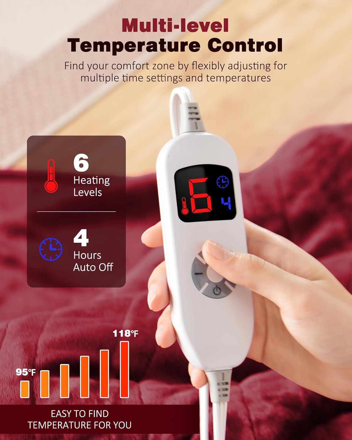 Cobija Térmica Eléctrica Suave 3 Niveles De Intensidad