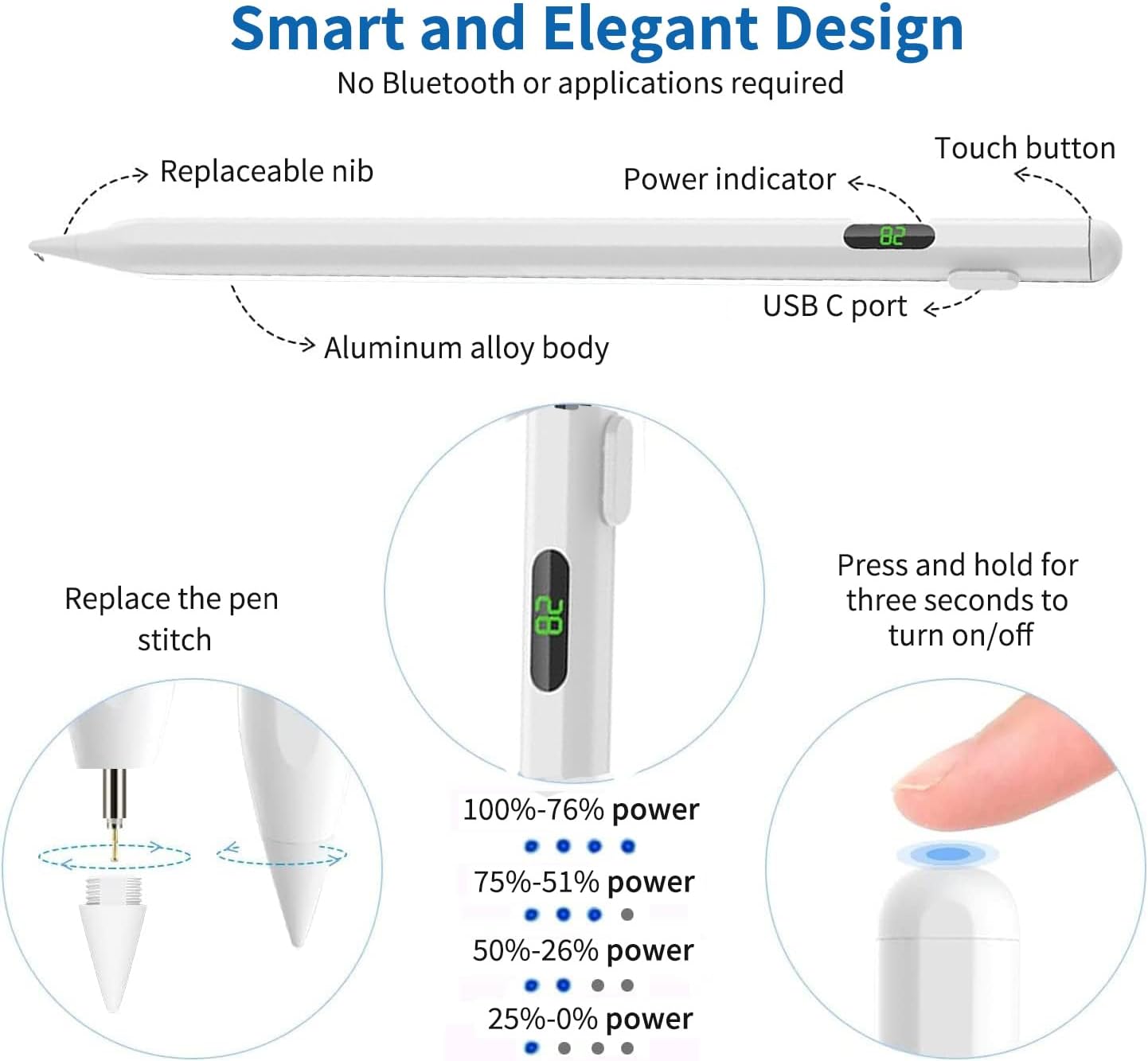 Lapiz Optico Stylus Pen 10 Gen Para iPad Rechazo Palma Magnét