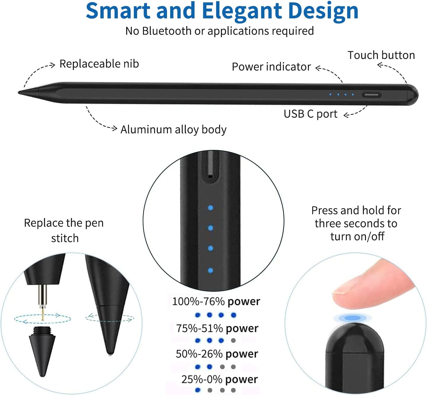 Lapiz Optico Stylus Pen 10 Gen Para iPad Rechazo Palma Magnét