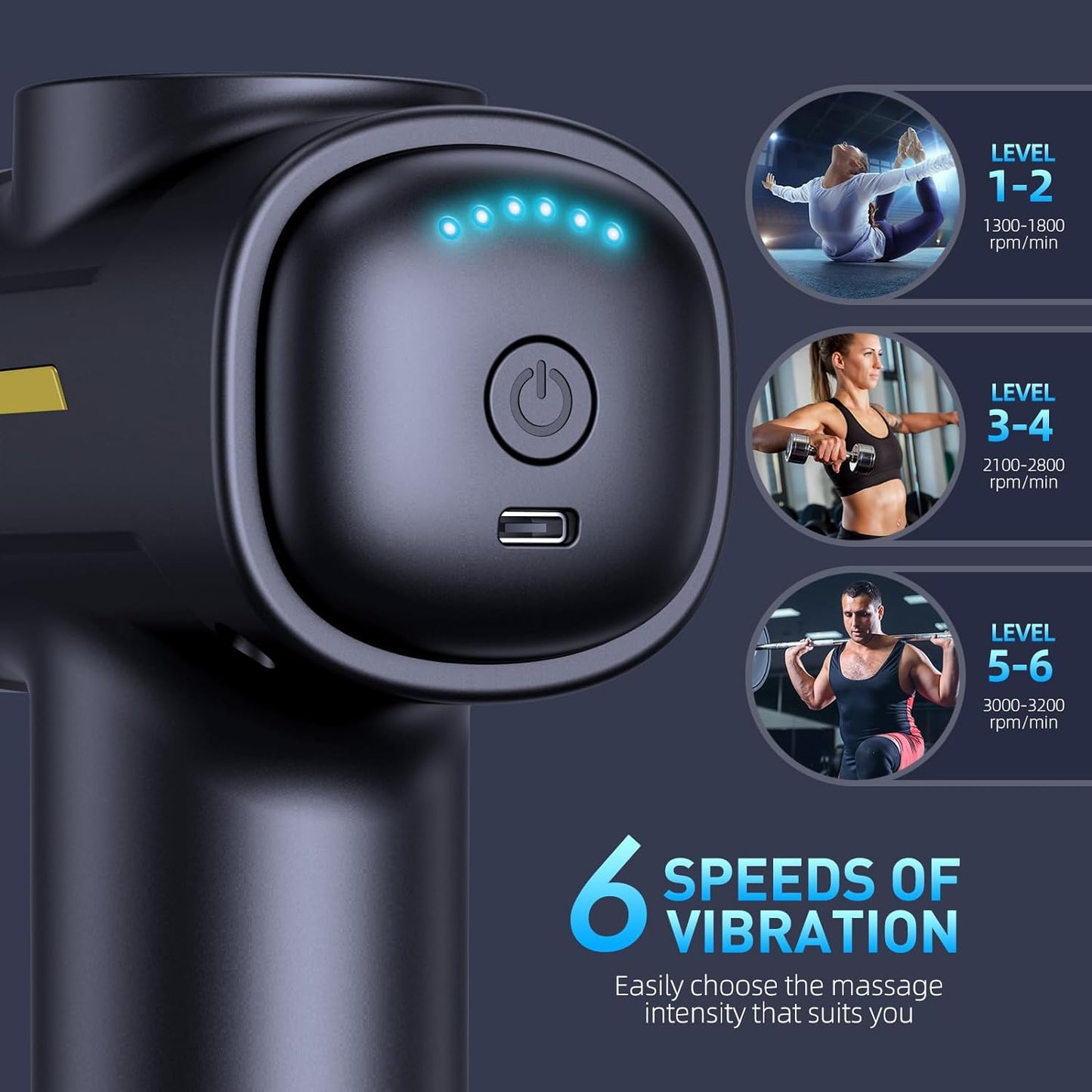 Masajeador De Tejido Muscular Profundo - Pistola Inalámbrica