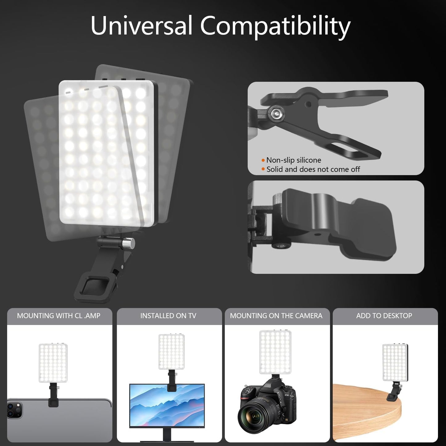 Reflector Luz Led Recargable Con Clip Selfie Luz Fría Cálida