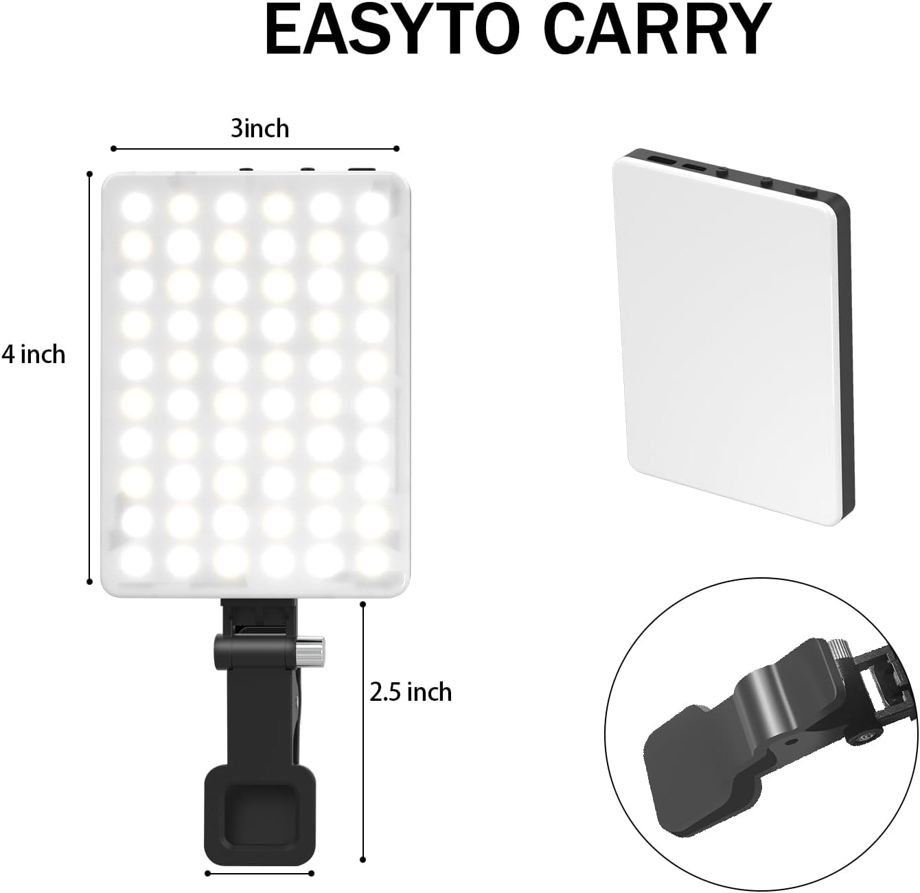Reflector Luz Led Recargable Con Clip Selfie Luz Fría Cálida