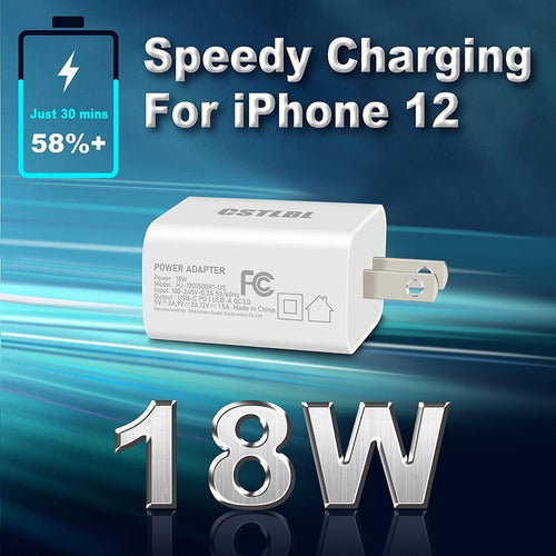 Cargador Carga Rápida Tipo C Samsung Xiaomi iPhone Con Cable