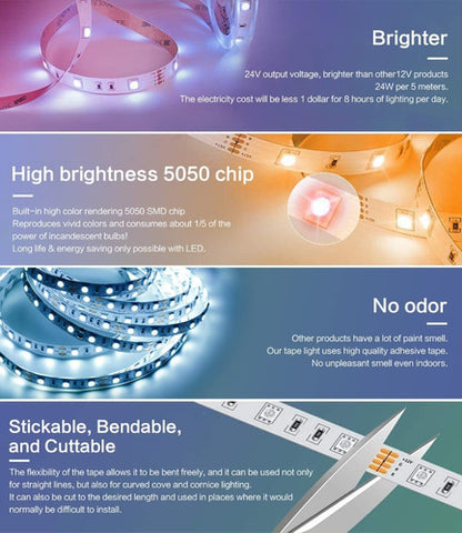 Cinta Tira Led 20m Rgb Bluetooth Audioritmica Multicolor