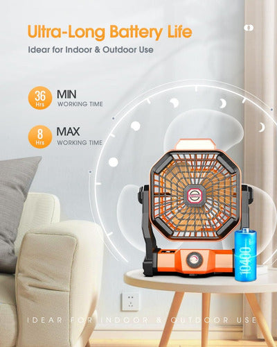 Ventilador Recargable Portátil Con Linterna Potente Batería