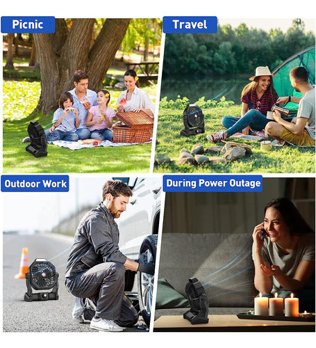 Ventilador Recargable Portátil Con Linterna Potente Batería