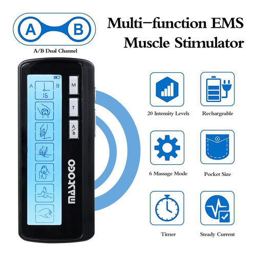 Tens Estimulador Muscular Ems Doble Canal Portatil 24 Modos