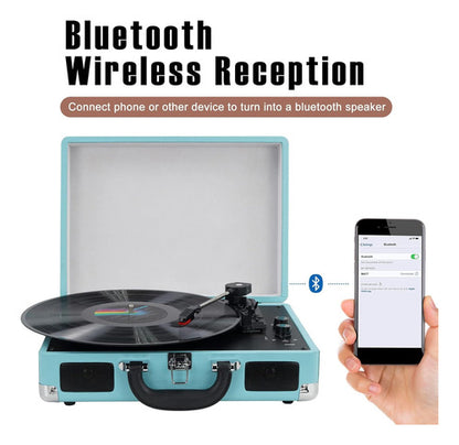 Tocadiscos Vintage Portátil Con Parlantes Y Bluetooth