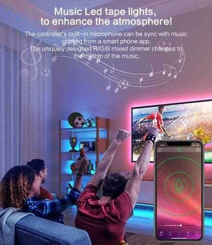 Cinta Tira Led 20m Rgb Bluetooth Audioritmica Multicolor