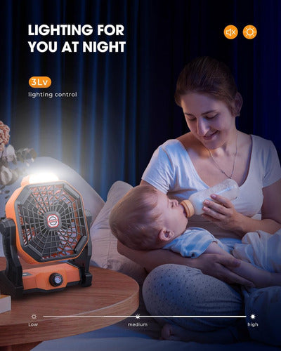 Ventilador Recargable Portátil Con Linterna Potente Batería