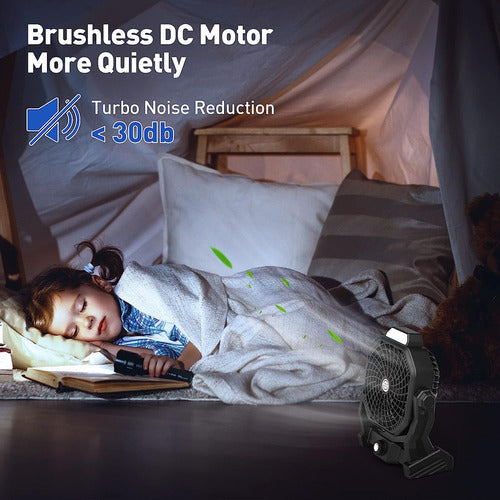 Ventilador Recargable Portátil Con Linterna Potente Batería