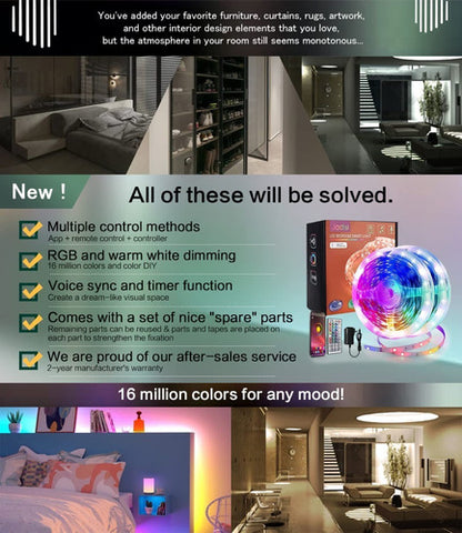 Cinta Tira Led 20m Rgb Bluetooth Audioritmica Multicolor