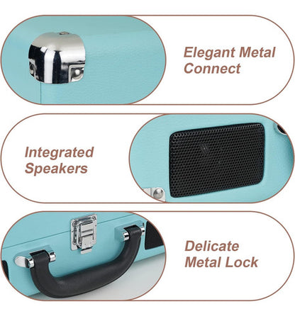 Tocadiscos Vintage Portátil Con Parlantes Y Bluetooth