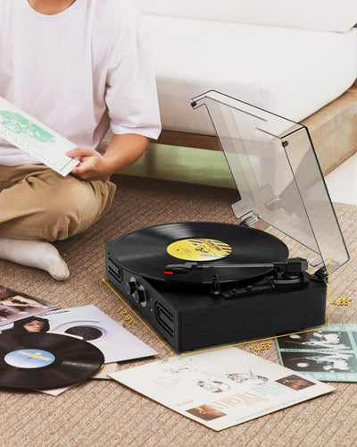 Tocadiscos Tornamesa Bluetooth Con Parlantes Estilo Vintage