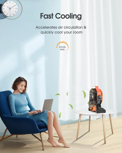 Ventilador Recargable Portátil Con Linterna Potente Batería