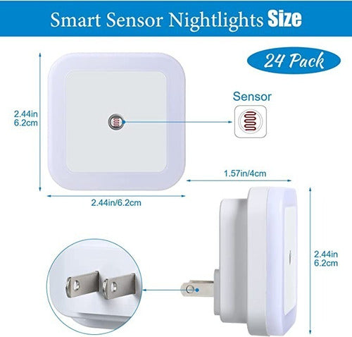 Luz Lampara Led De Enchufe Con Sensor - Bebes Noche Pasillo