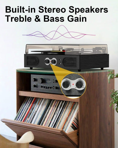 Tocadiscos Tornamesa Bluetooth Con Parlantes Estilo Vintage